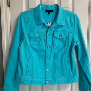 Talbots Women’s Size Medium Aqua Blue Denim Jean Jacket - New With Tags